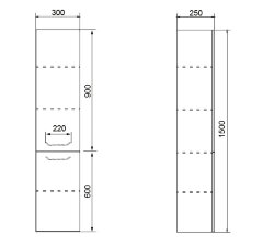 Пенал подвесной Azario Ника 1500х300х250 универсальный, белый (CS00080414)