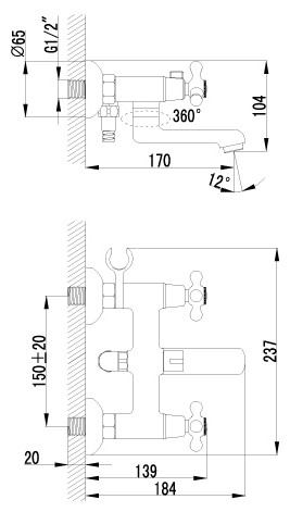 Смеситель для ванны Lemark Plus Harmony LM1422C