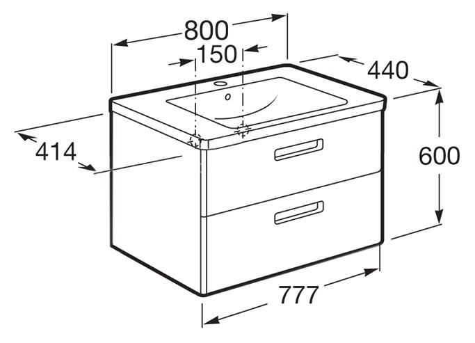 THE GAP Модуль д/раковины 800 мм, белый