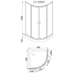 Душевое ограждение Loranto 80х80х195, поддон 13 см (CS-8005S)