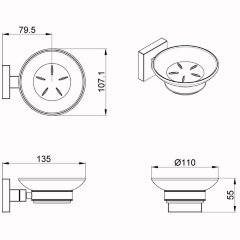 Мыльница Azario RINA, Хром (AZ-87008)