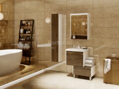 Тумба под раковину AQUATON Капри 60 подвесная, темное дерево (1A230101KPDB0)