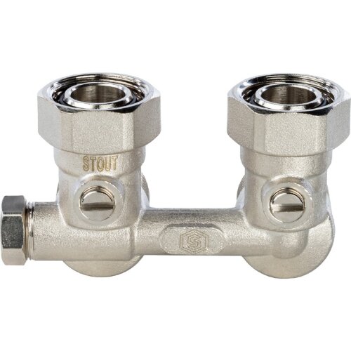 Узел нижнего подключения радиатора для однотрубной системы угловой 3/4" Stout