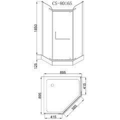 Душевое ограждение LORANTO 90х90х200 с низким поддоном 13см, серое закаленное стекло 6 мм, профиль сатин (CS-816S B 90 (GRAY))