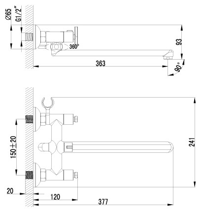Смеситель для ванны Lemark Plus Trend LM1851C