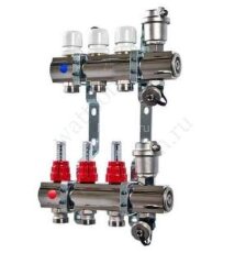 Коллекторная группа НЕРЖ. с расходомерами в сборе 1"х8х3/4"EK VALTEC
