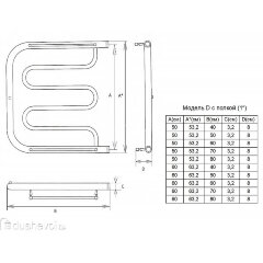 Полотенцесушитель водяной ДВИН D 50/80 c полкой 1"-1/2" К0 полированный (4627085927754)