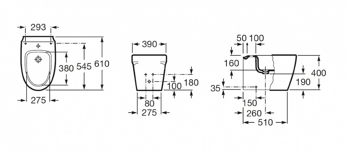 Z KHROMA Биде напольное, 610 мм
